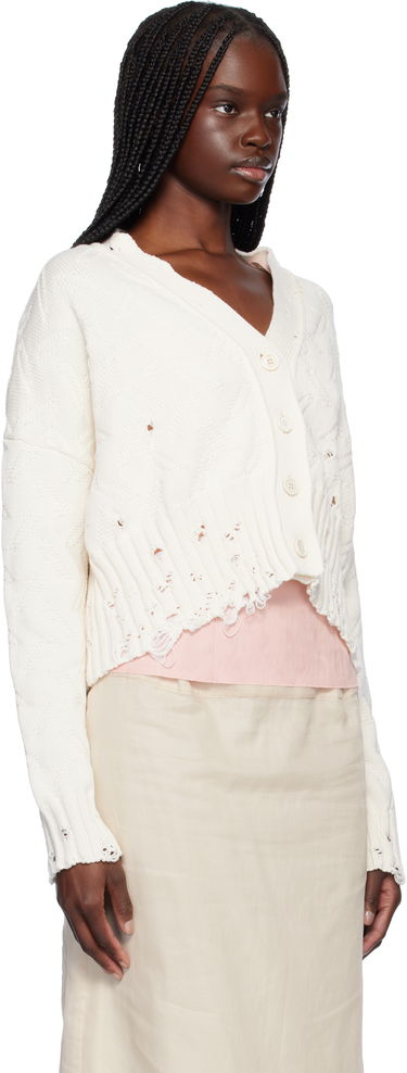 Пуловер Marni Marni Distressed Cropped Cardigan Бяло | CDMD0403A0 UFC658, 1