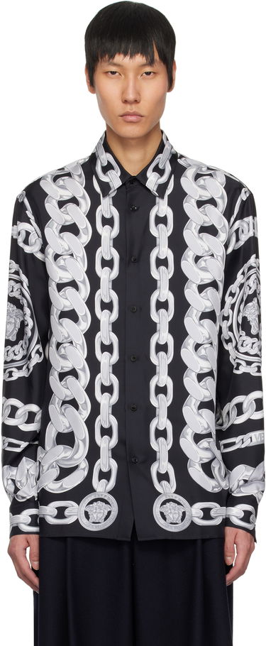 Риза Versace Versace Medusa Chains Silk Shirt Черно | 1019438_1A13397, 0