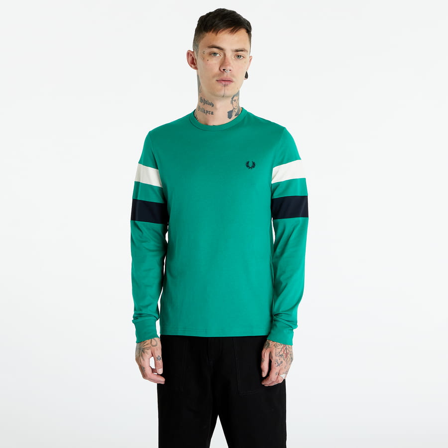 Тениска Fred Perry Panelled Sleeve LS T-shirt Зелено | M5685 R34, 0