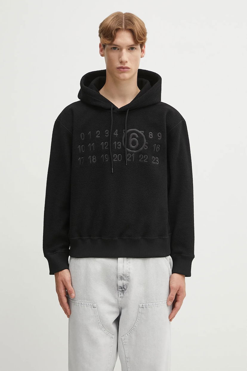 Суитчър Maison Margiela MM6 Maison Margiela Fleece Hoodie with Logo Applique Черно | SH0GU0028.M20126.900