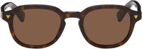 Tortoise Shell Round Sunglasses with Gold-Tone Accents