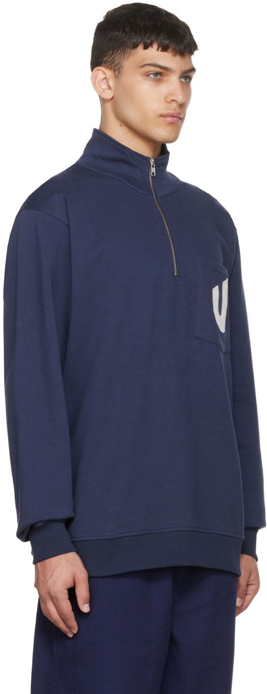 Суитчър YMC Umbro Edition Quarter-Zip Sweatshirt Тъмно синьо | UMJM0646-OGK, 1