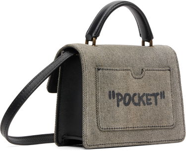 Дамска чанта Off-White Jitney Baby Quote Denim Bag with Crossed Arrows Hardware Сиво | OWNP063F25DEN0011110, 2