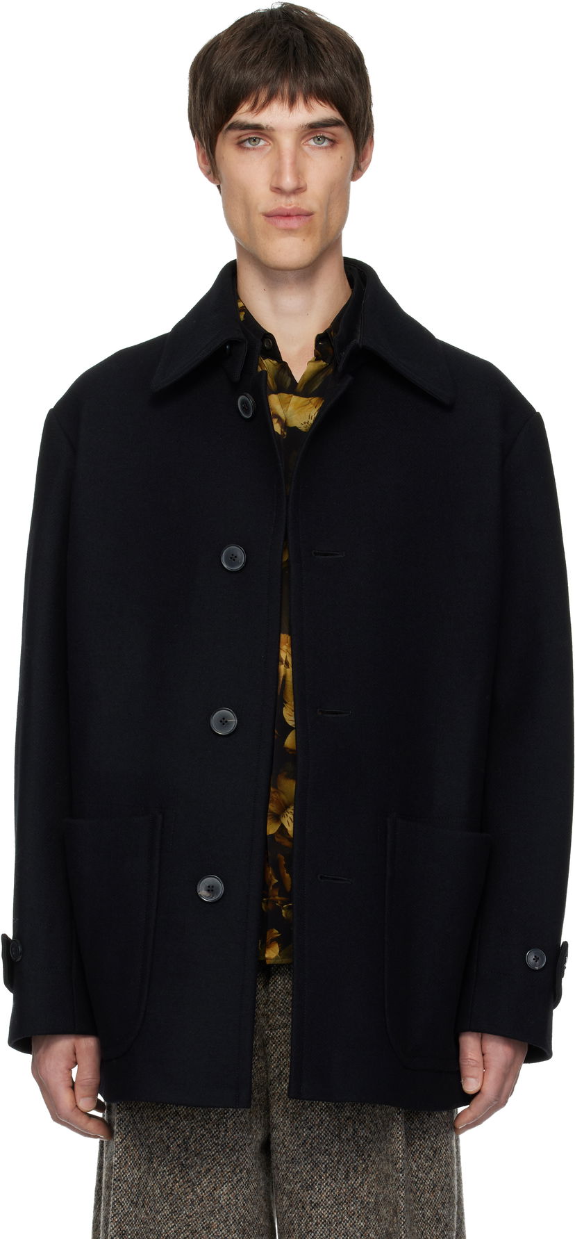 Палта Dries Van Noten Single-Breasted Wool Coat Черно | 252-020239-2216