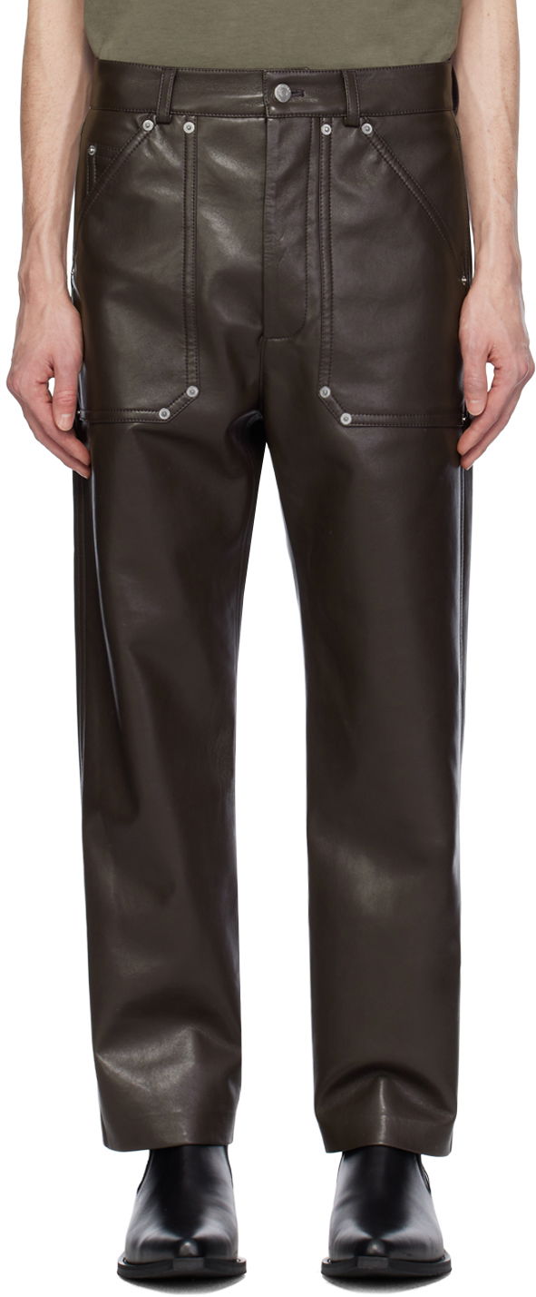 Панталони Nanushka Quido Regenerated Leather Trousers Кафяво | NM24RSPA01378