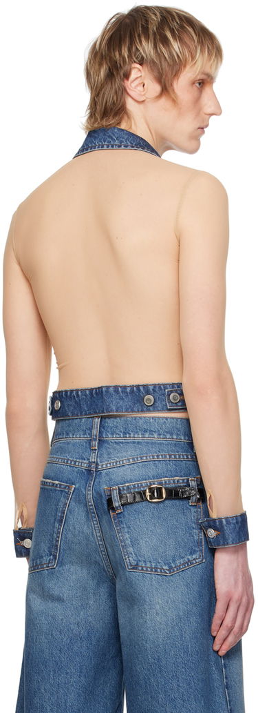 Съкратен топ Coperni Coperni Illusion Denim Shirt Бежово | COPT53569, 2