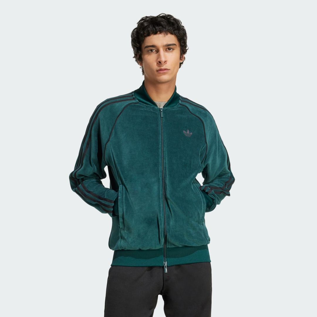 Яке бомбър adidas Performance Adicolor SST Velour Track Jacket Зелено | JX1564, 0