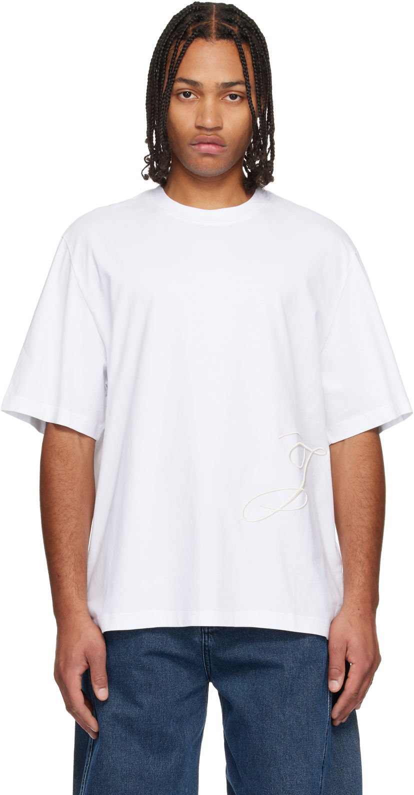Тениска Jacquemus JACQUEMUS Embroidered J MC T-shirt Бяло | 25HTSM00566AJ00068