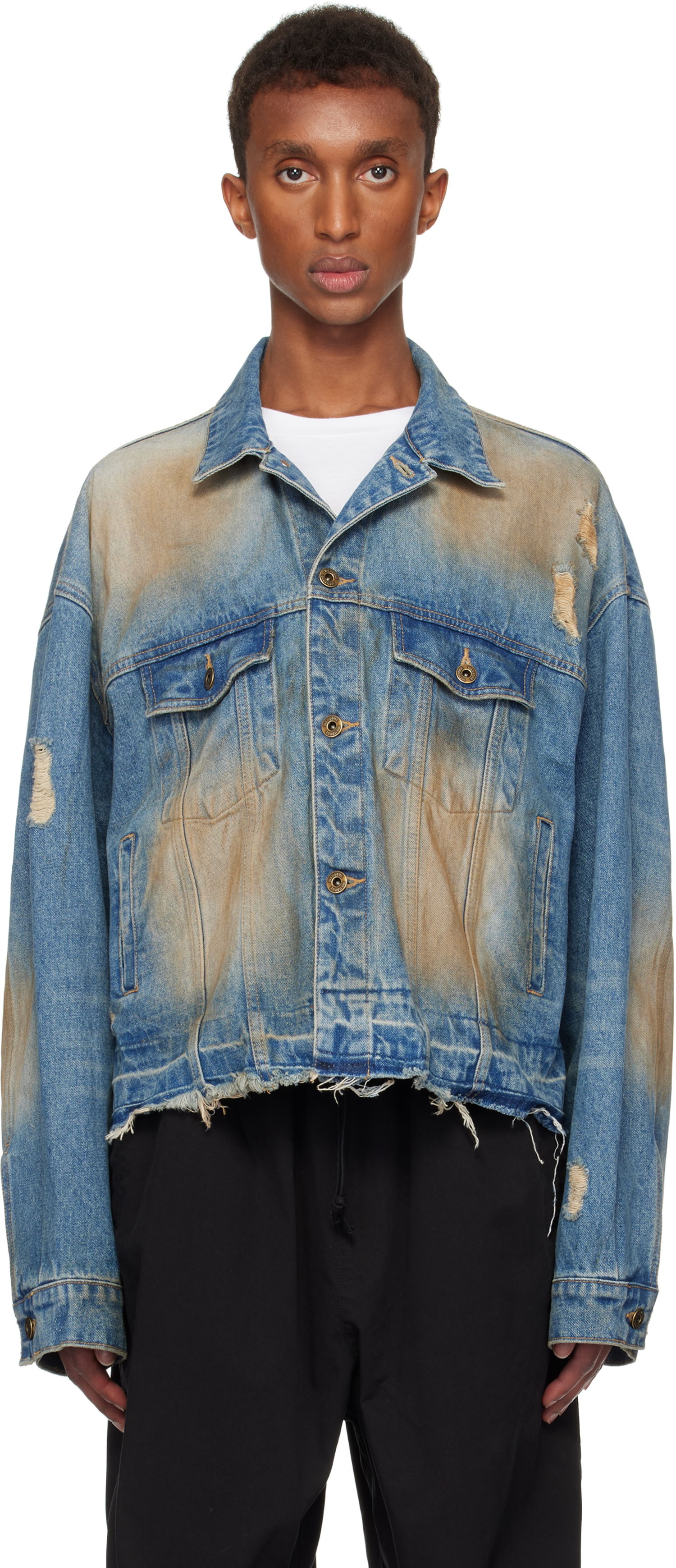 Яке We11done We11done Distressed Denim Jacket Синьо | WD-DJ3-24-310-U-BL, 0
