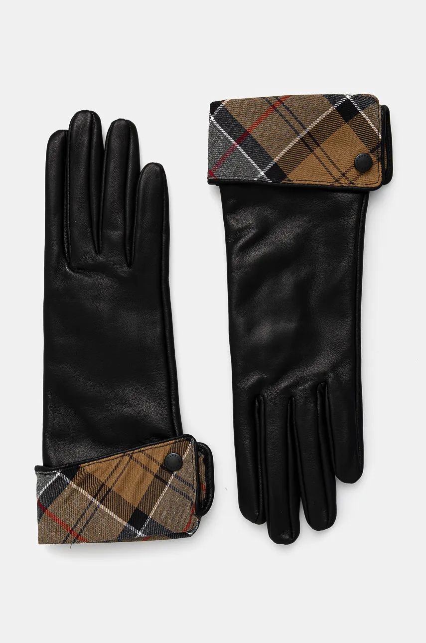 Ръкавици Barbour Leather Gloves with Tartan Cuffs Черно | LGL0005, 0