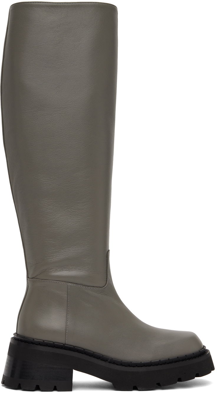 Облекло BY FAR BY FAR Russel Knee-High Boots Сиво | 22FWRUSDCEMNAP, 0