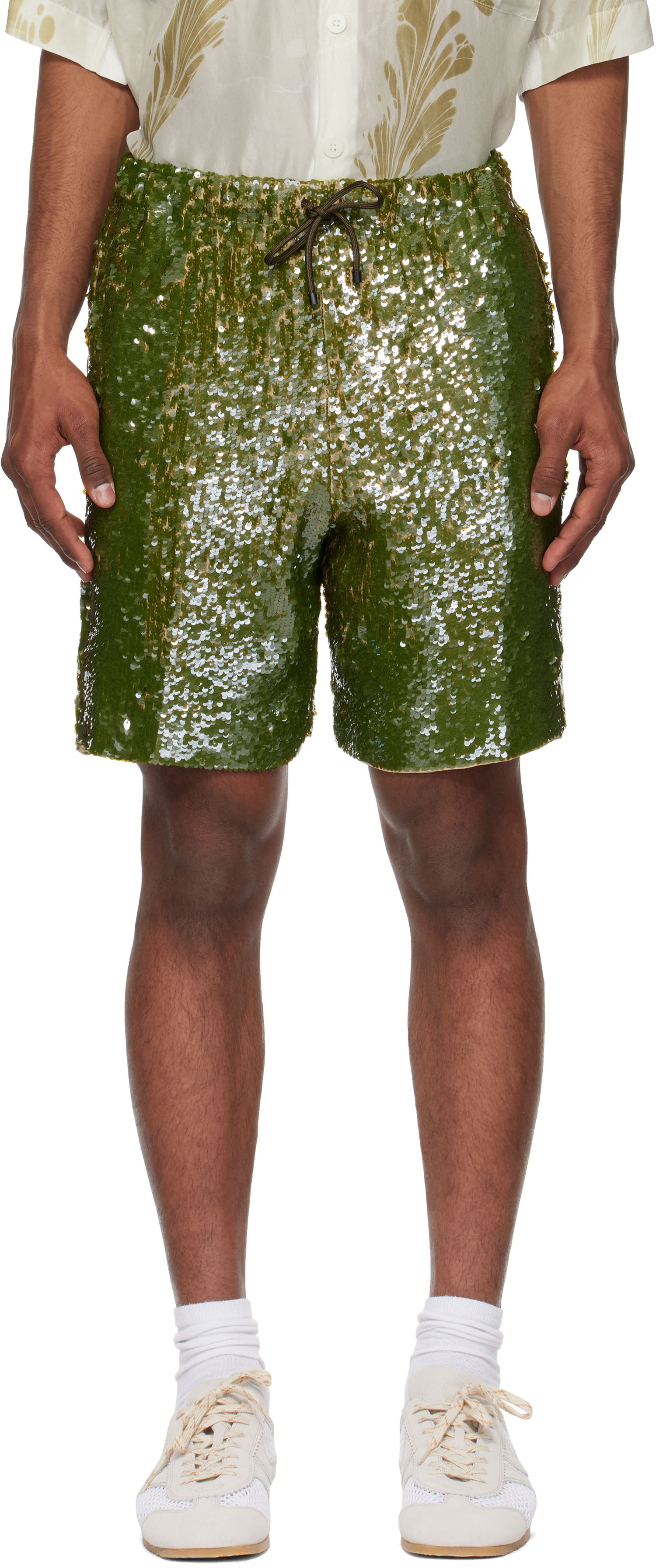 Къси панталони Dries Van Noten Dries Van Noten Sequin Shorts Зелено | 251-080973-1480, 0