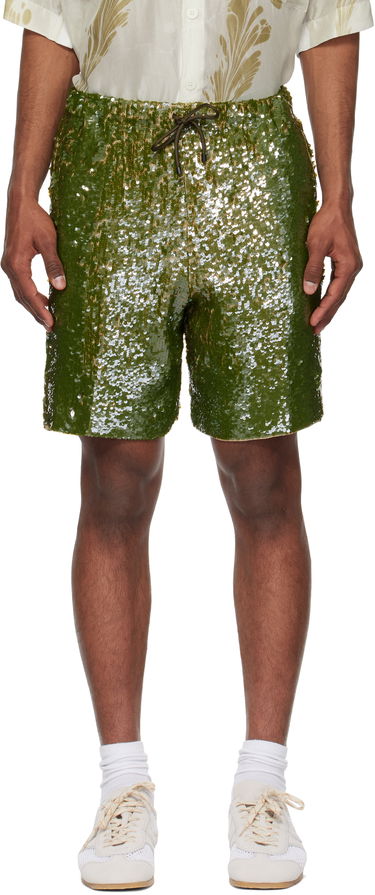 Къси панталони Dries Van Noten Dries Van Noten Sequin Shorts Зелено | 251-080973-1480, 0
