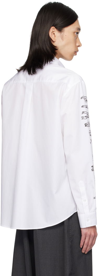 Риза Simone Rocha Simone Rocha Ribbon Logo Print Shirt Бяло | 5281P1921 1025, 2