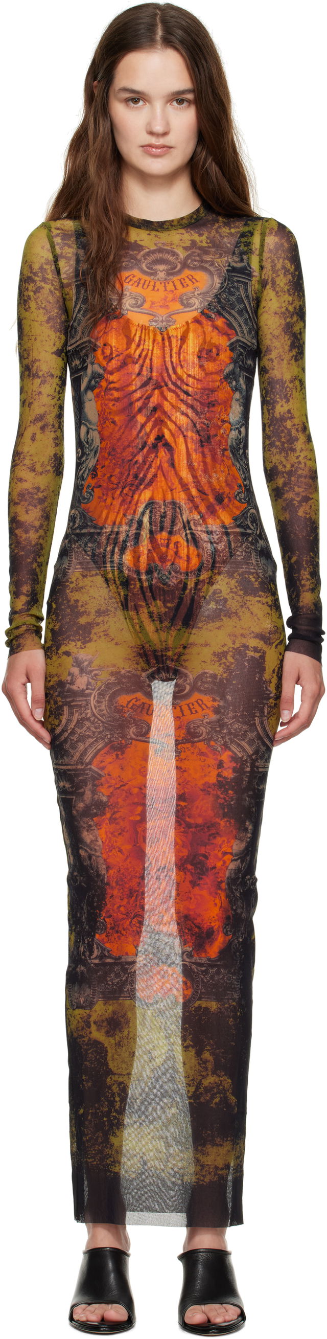 Jean Paul Gaultier 'The Long Médaillon' Mesh Maxi Dress
