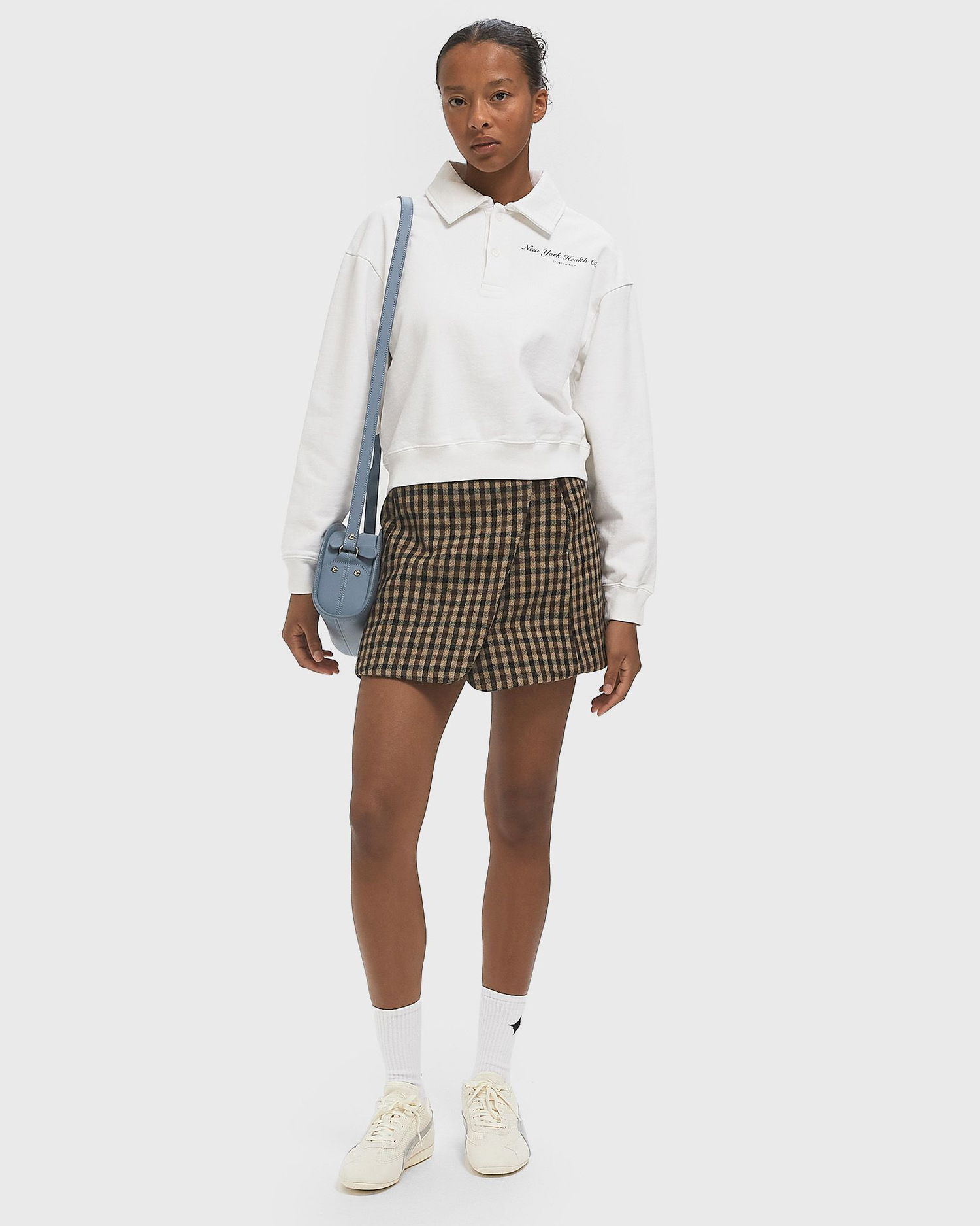 Пола GANNI Wool Blend Plaid Wrap Skirt Кафяво | W0655-979, 1