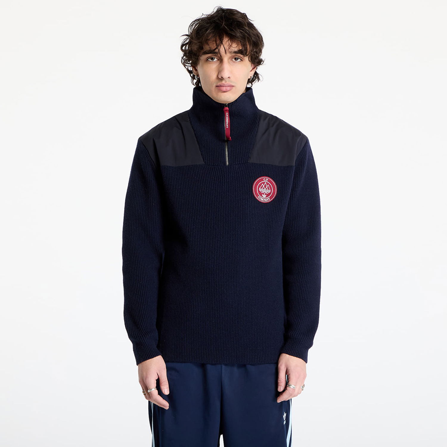 Суитчър adidas Originals Spezial x C.P. Company Half-Zip Hooded Sweatshirt Тъмно синьо | JE8672, 0