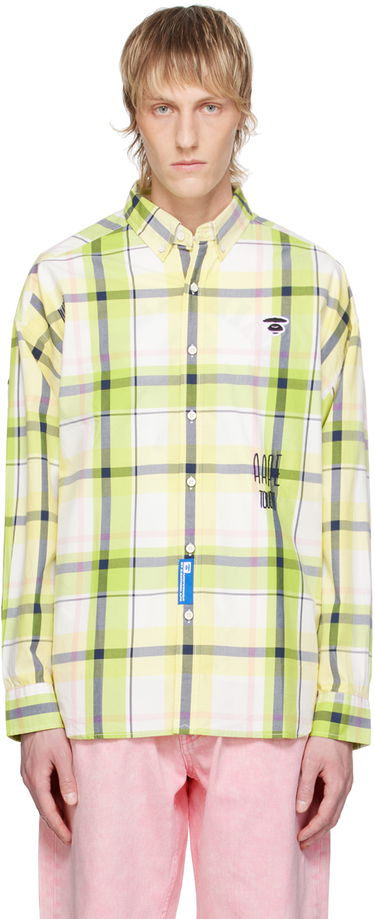 Риза AAPE by A Bathing Ape AAPE by A Bathing Ape Embroidered Plaid Shirt Жълто | AAPSTM8479XXMGRT, 0