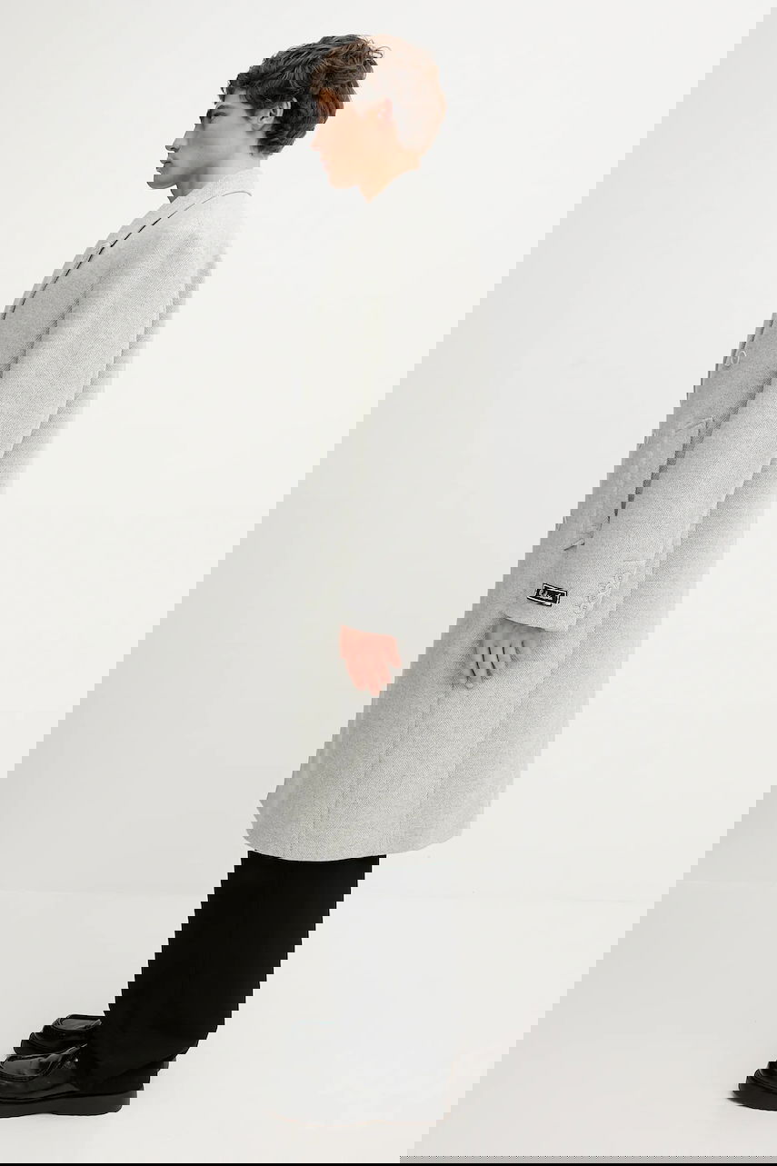 Палта Lacoste Double-breasted Long Coat with Wool Blend Сиво | BH5529, 1