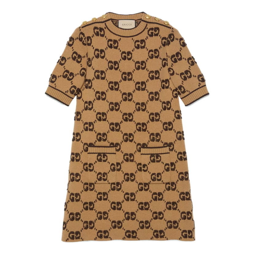 Pокля Gucci GG Wool Boucl Jacquard Dress Кафяво | 718630-XKCNA-2668