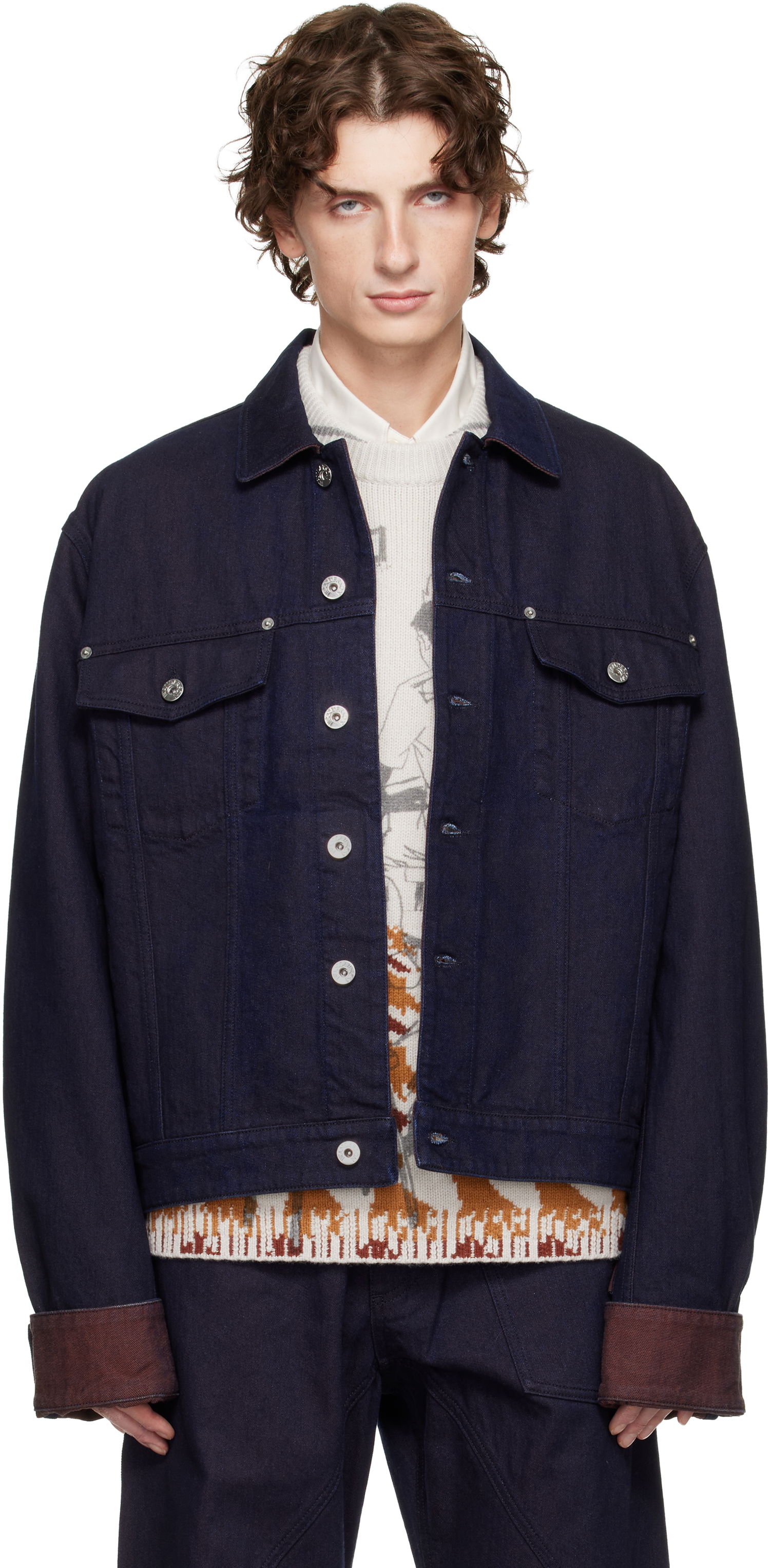 Яке JW Anderson JW Anderson Turn Up Cuff Denim Jacket Тъмно синьо | DJ0044-PG1836, 0