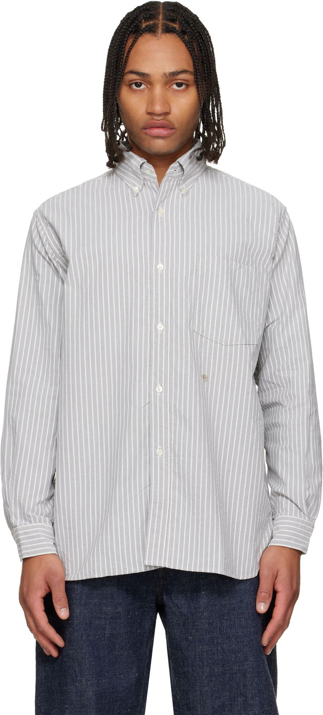 Button Down Stripe Wind Shirt