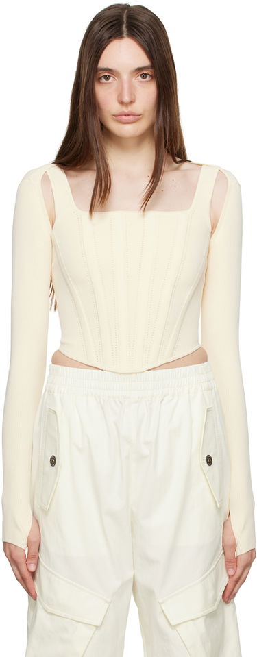 Потник Dion Lee Pointelle Knit Long Sleeve Top Бяло | A7460P23, 0