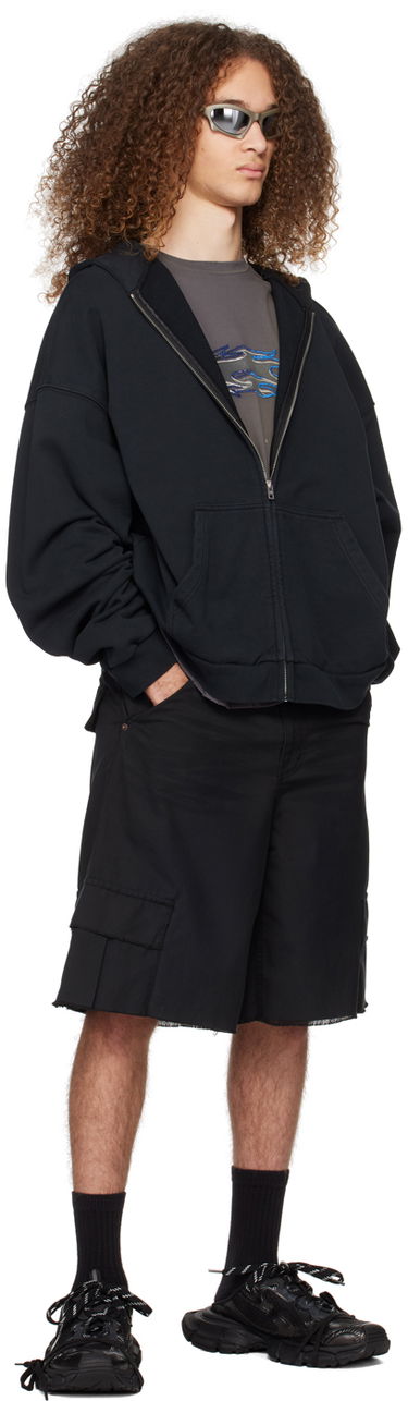 Суитчър We11done We11done Oversized Zip-Up Hoodie Черно | WD-TJ0-24-813-U-BK, 3
