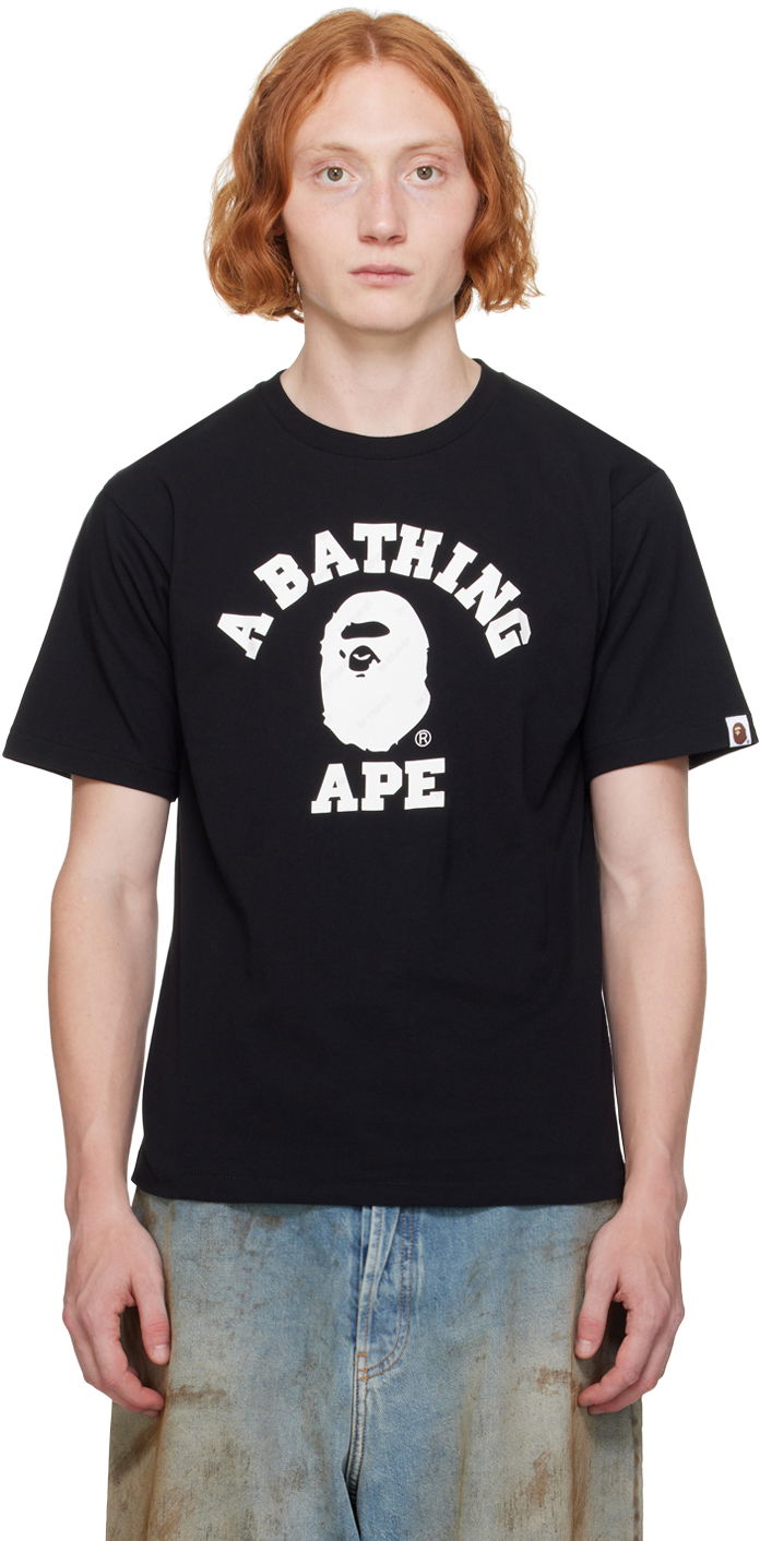 Тениска BAPE Black 'Bape' Hexagram College T-Shirt Черно | 001TEK301033M