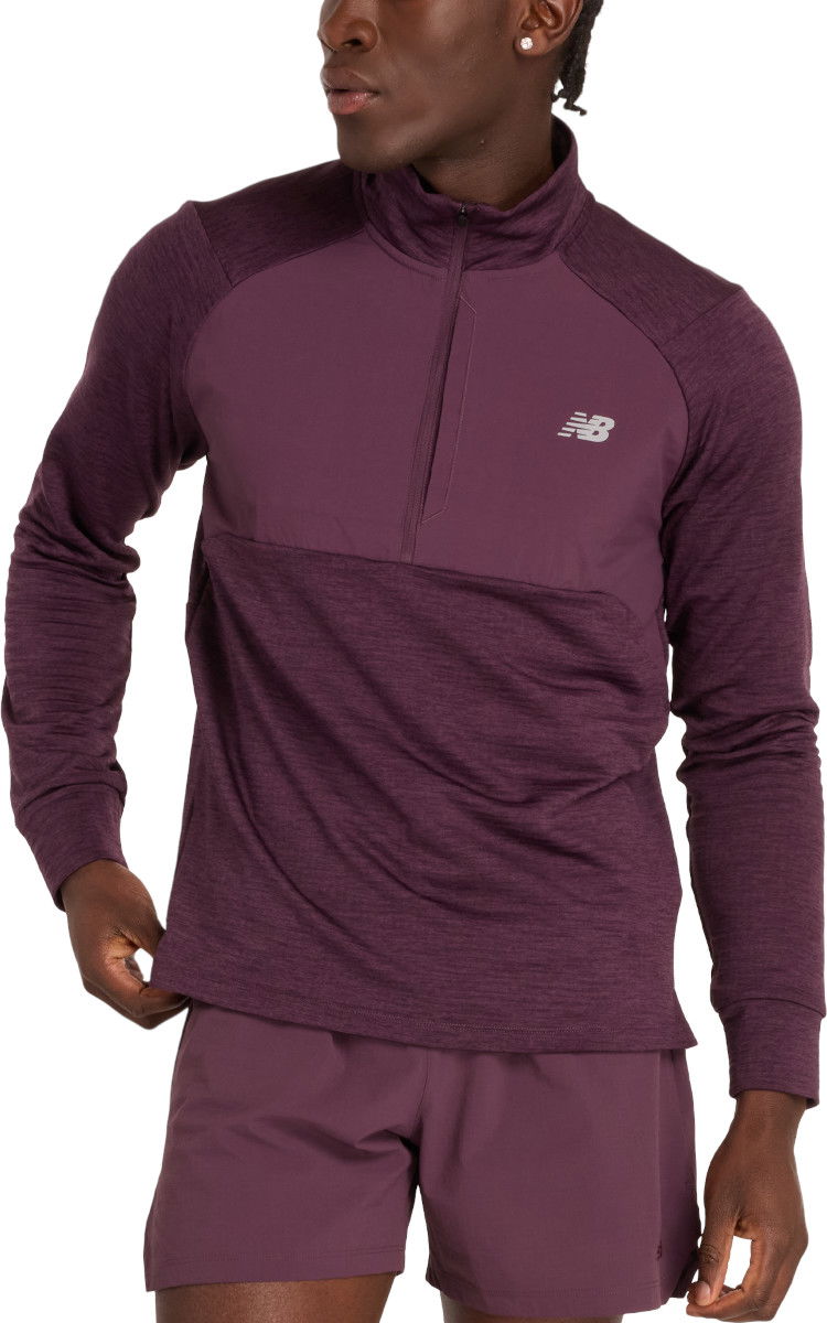 Суитчър New Balance Athletics Heat Grid Half-Zip Top Лилаво | mt43204-pln