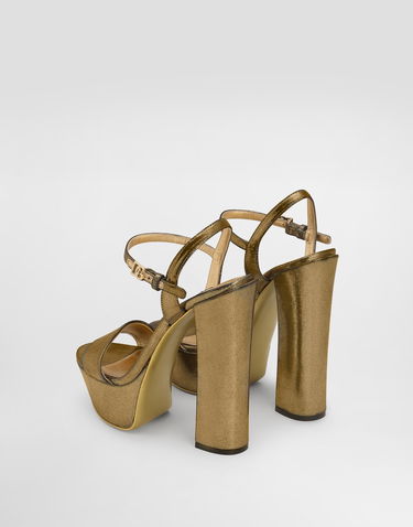 Кецове и обувки Dolce & Gabbana Foiled Organzine Platform Sandals Металик | CR1781A573680997, 2