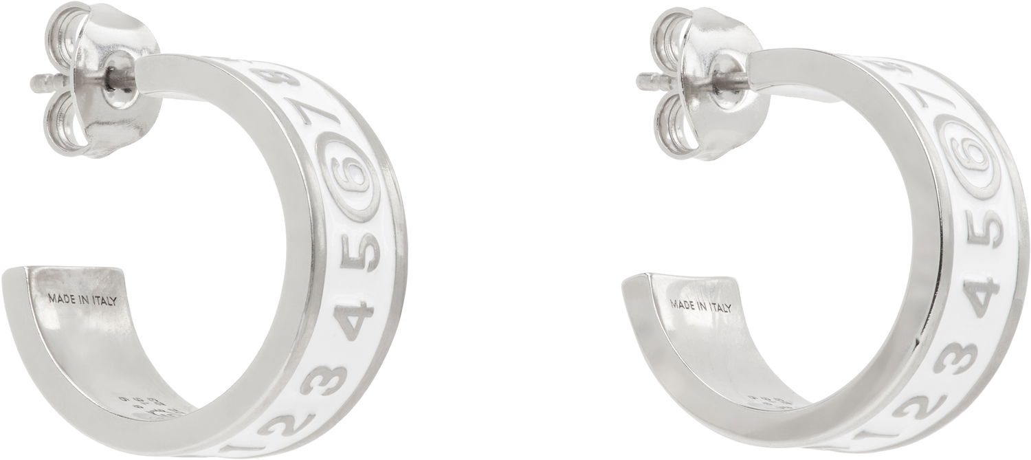 Обеци Maison Margiela MM6 Maison Margiela White Enamel Number Logo Earrings Бяло | SM6VG0084 P7211, 1