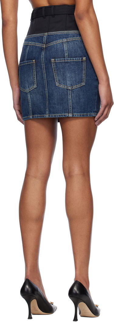 Пола Balmain Balmain Crêpe and Denim Miniskirt Синьо | EF1LBA56DF25, 2