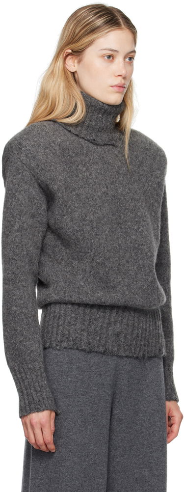 Пуловер Stella McCartney Stella McCartney Distressed Turtleneck Sweater Сиво | 6K08613S2522, 1