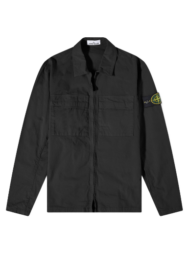 Яке Stone Island Supima Cotton Twill Stretch-TC Zip Shirt Jacket Черно | 781510210-V0029
