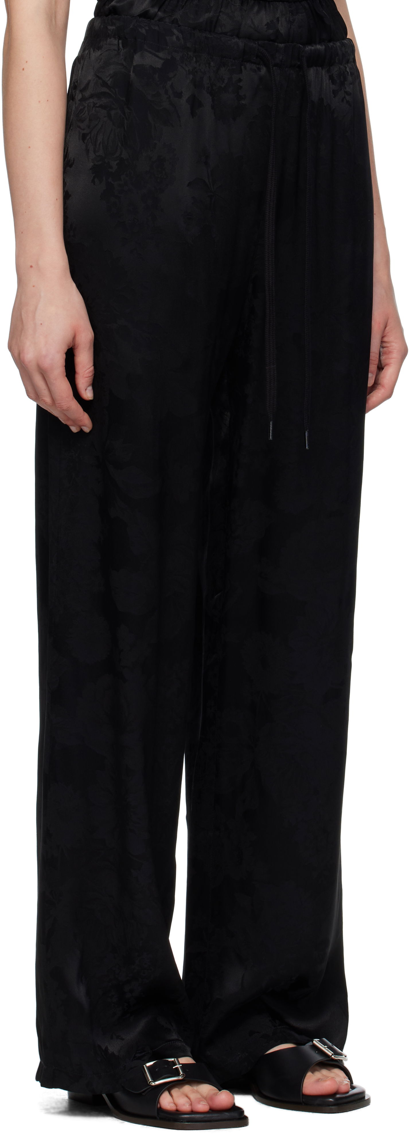 Панталони Maison Margiela MM6 Maison Margiela Jacquard Wide-Leg Trousers Черно | S52KA0551 M35471, 1
