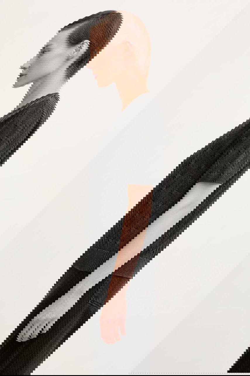 Пуловер Carhartt WIP Carter Cotton Cable Knit Short-Sleeve Sweater Сиво | I035181.89GD, 1