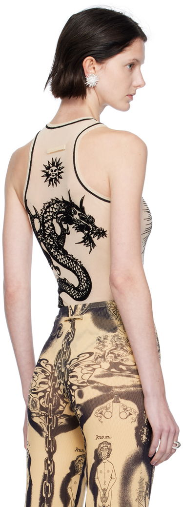 боди Jean Paul Gaultier Jean Paul Gaultier Flocked Tattoo Print Bodysuit Бежово | 23/15-F-BD013I-T001-63, 2