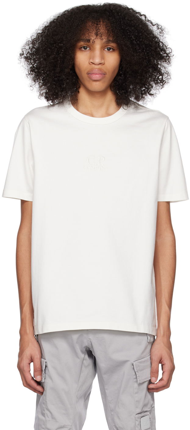 Тениска C.P. Company Embroidered T-Shirt Бяло | 14CMTS159A-006499W, 0