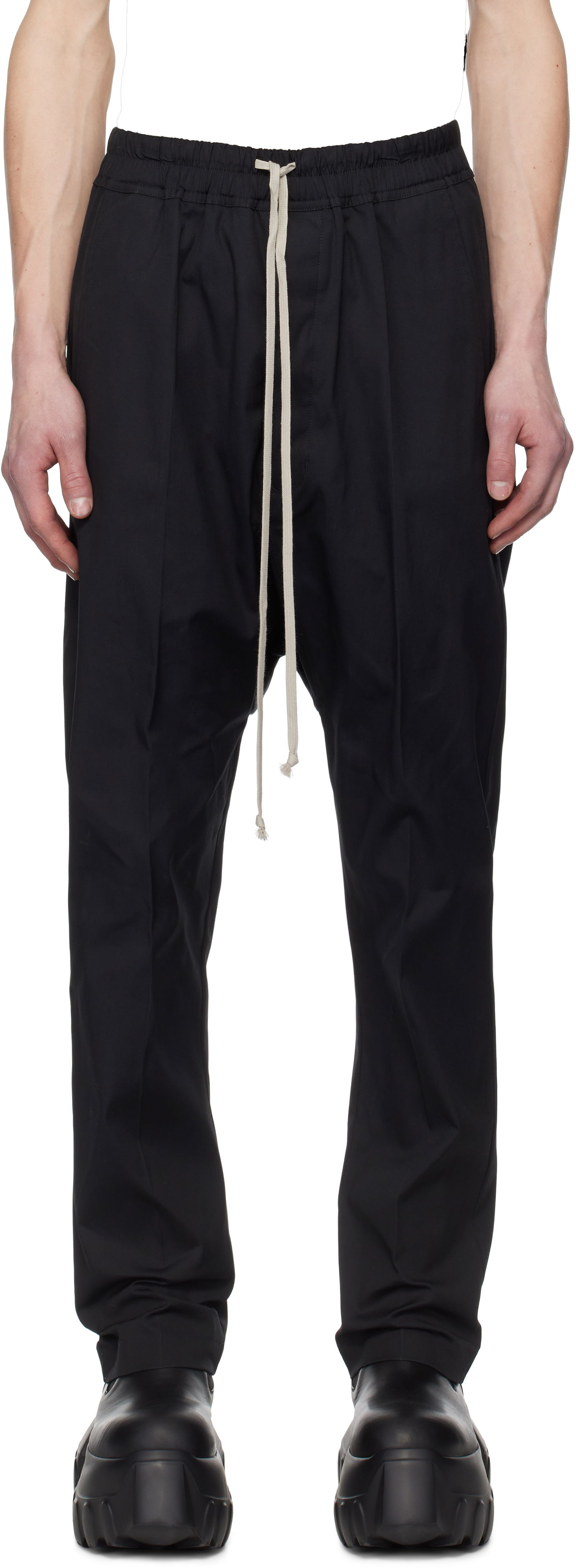 Панталони Rick Owens Rick Owens Hollywood Heavy Drawstring Trousers Черно | RU01E5380 TE, 0