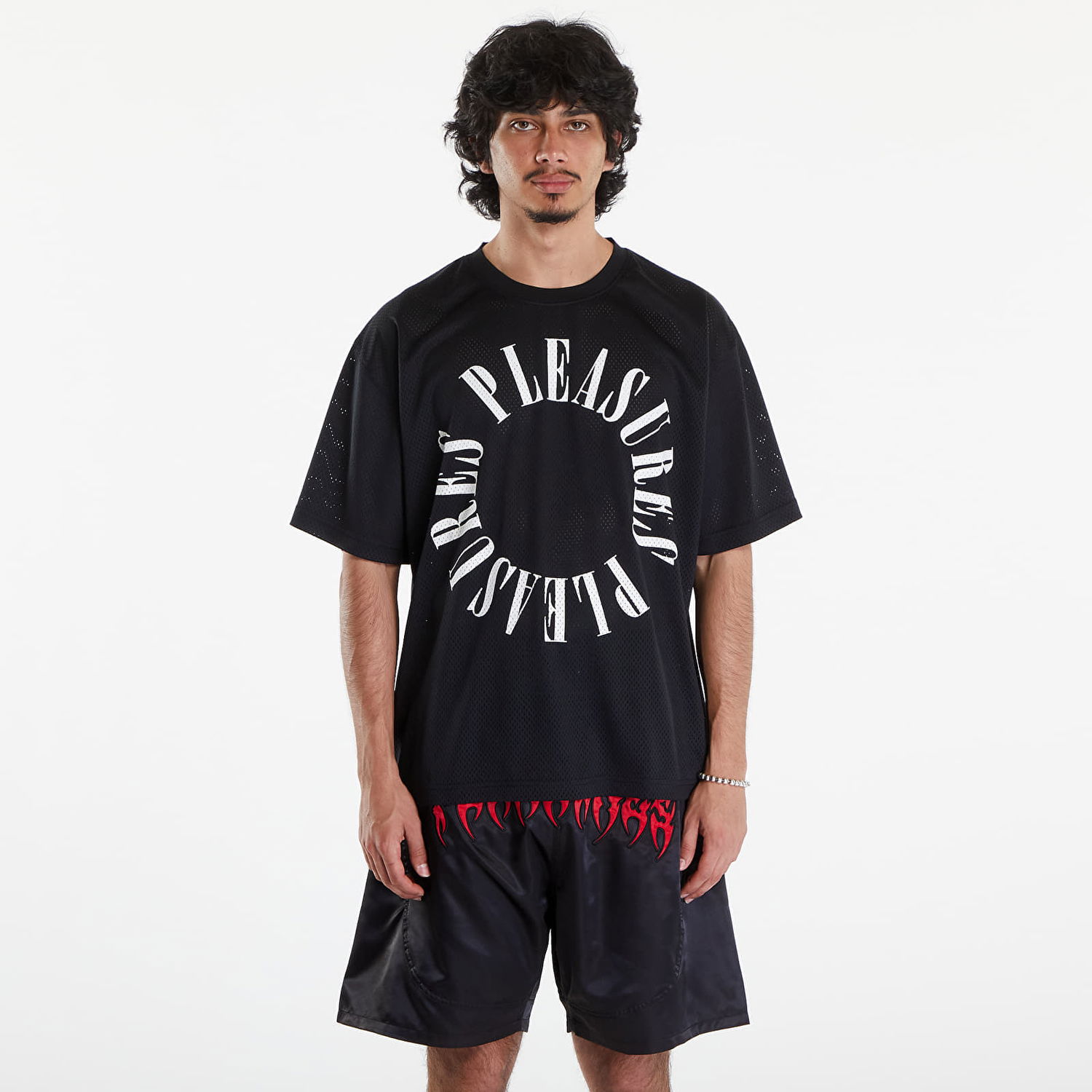 Тениска Pleasures Motive Mesh Shirt Black Черно | P24SU006 BLACK, 0