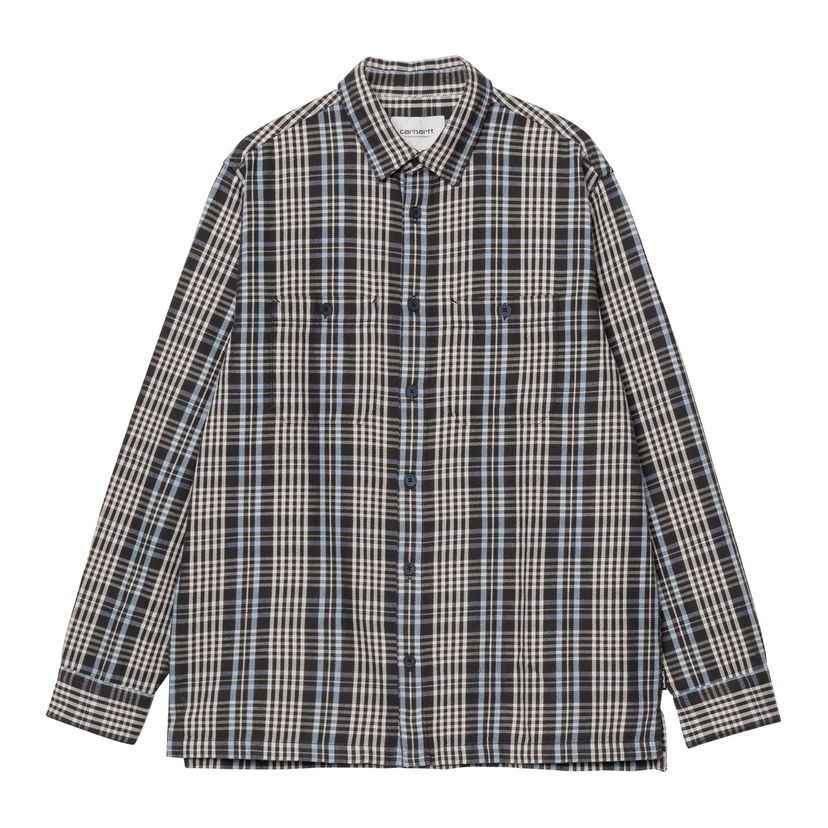 Риза Carhartt WIP Long Sleeve Shirt in Dark Navy Check Синьо | I033822_9