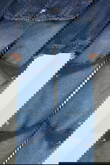 Дънки KENZO High Waist Multi-Panel Layered Jeans Синьо | FF52DP2306B4.DB, 3