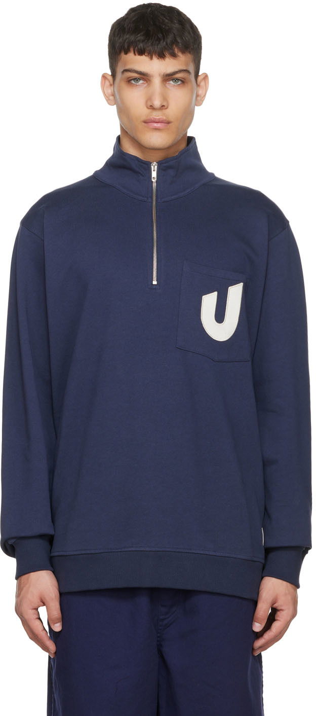 Суитчър YMC Umbro Edition Quarter-Zip Sweatshirt Тъмно синьо | UMJM0646-OGK, 0
