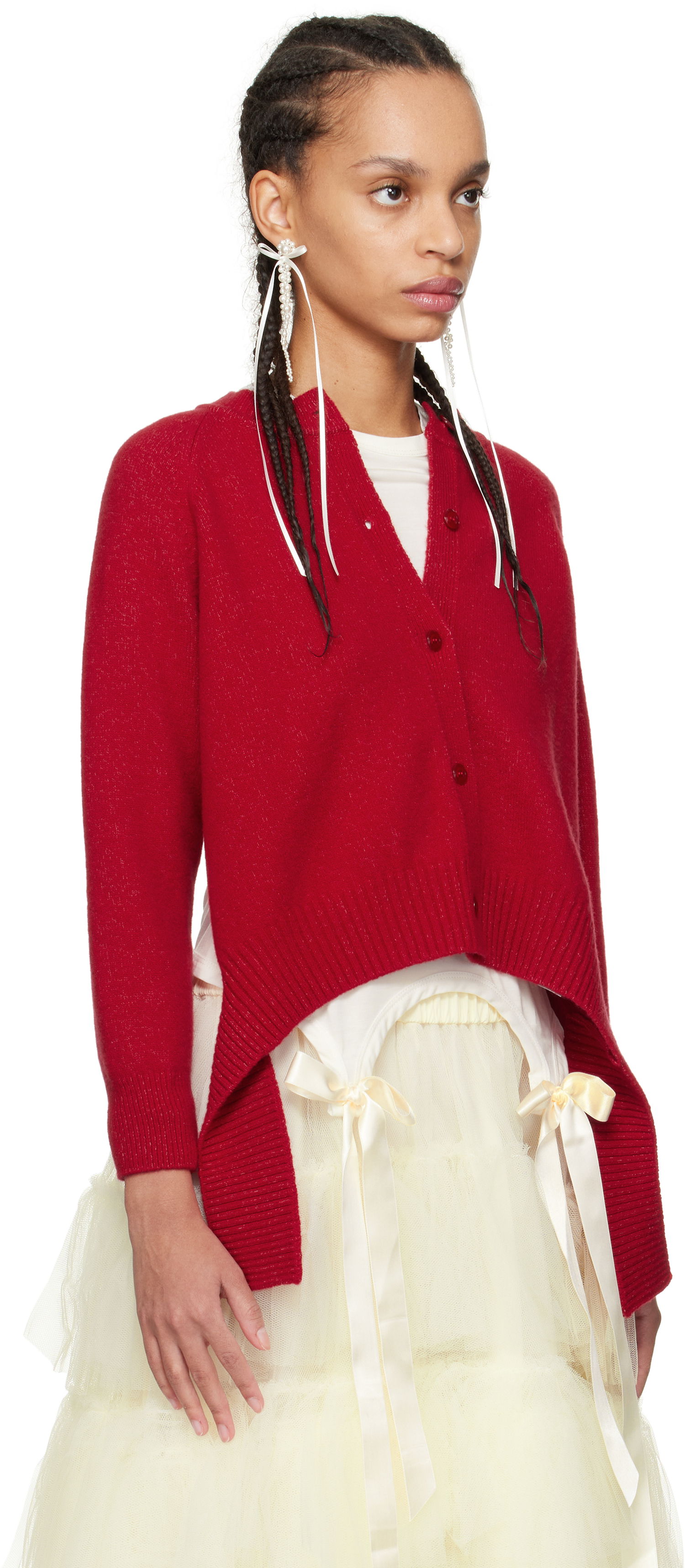 Пуловер Simone Rocha Simone Rocha Open Back Cardigan Червено | LMK7 0660, 1