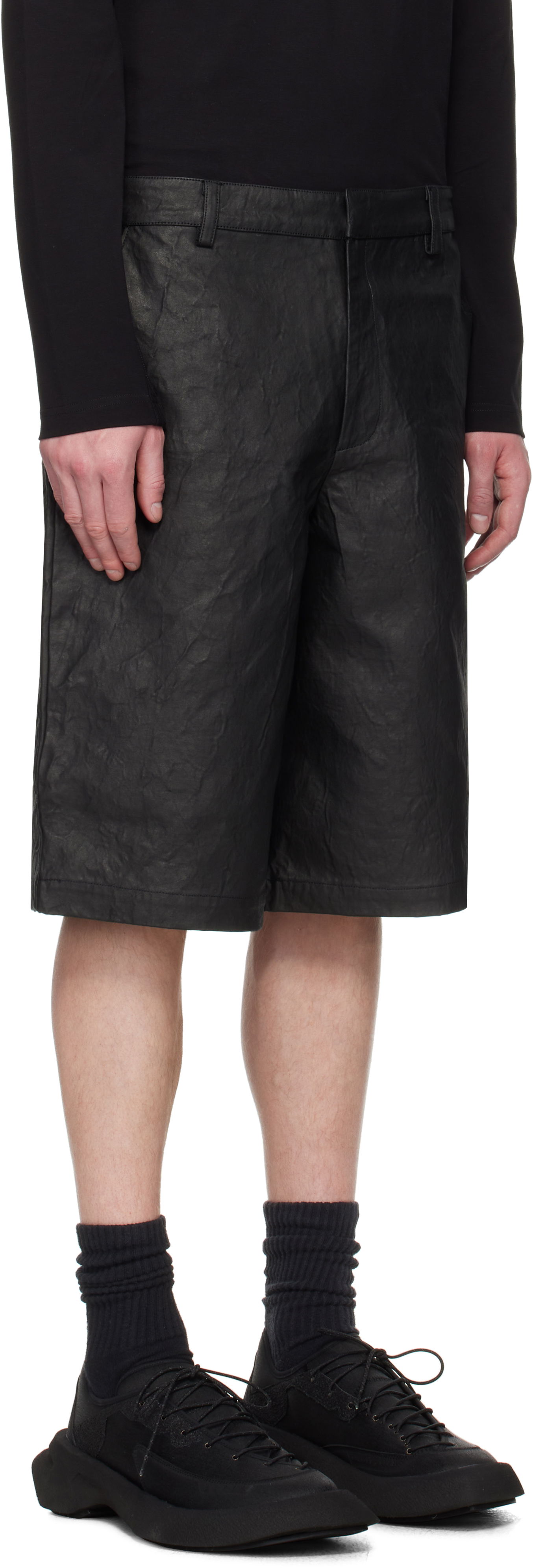 Къси панталони HELIOT EMIL Armada Textured Wide-Leg Shorts Черно | SS25_M_10_195_BLK01, 1