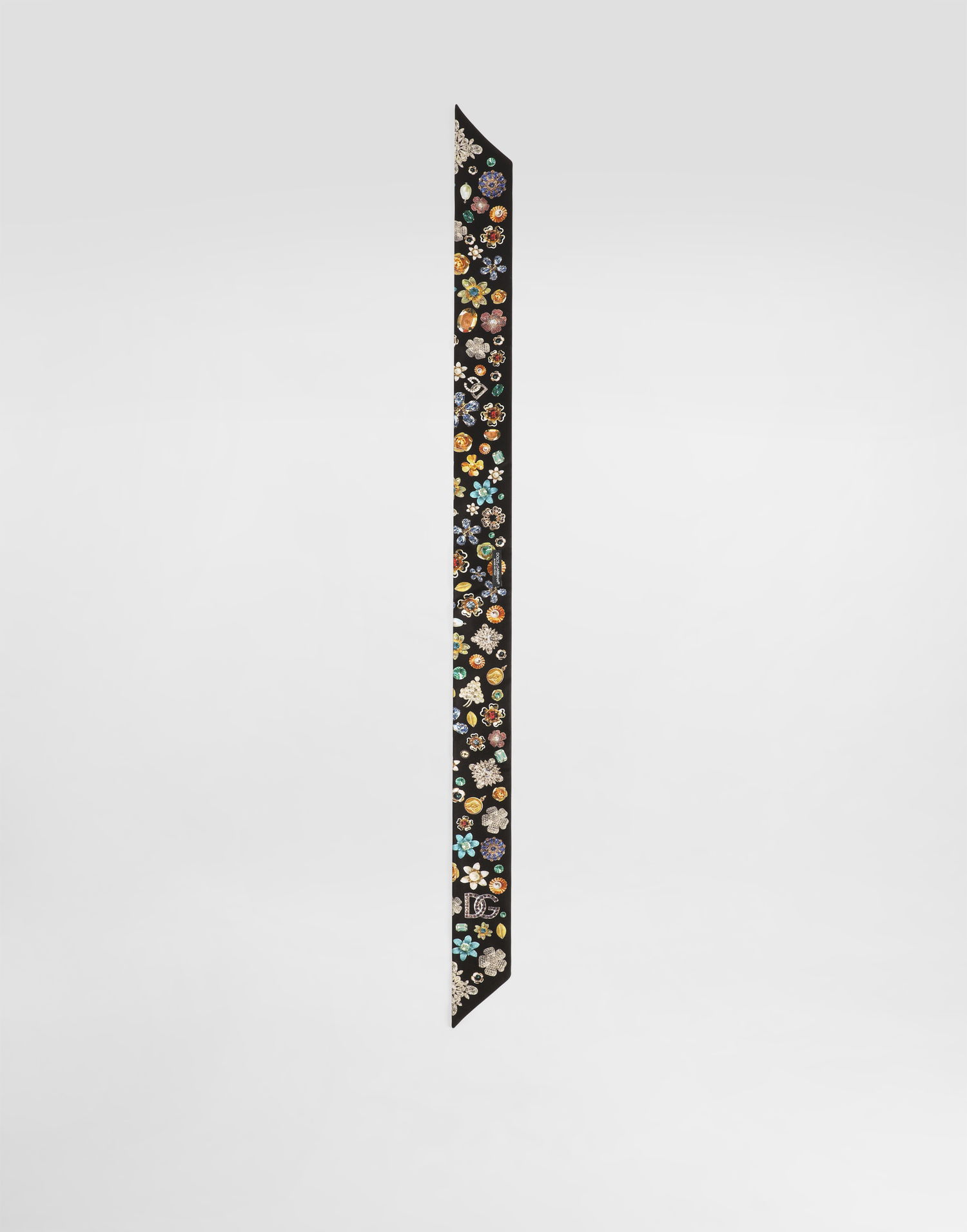Шал Dolce & Gabbana Dolce & Gabbana Silk Twill Bandeau with Floral Brooches Print Черно | FS215AGDDAWHN5SA, 1