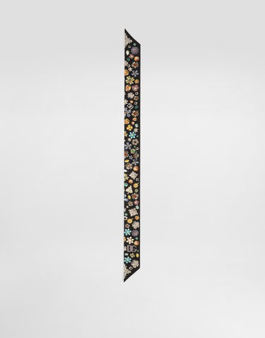 Шал Dolce & Gabbana Dolce & Gabbana Silk Twill Bandeau with Floral Brooches Print Черно | FS215AGDDAWHN5SA, 1