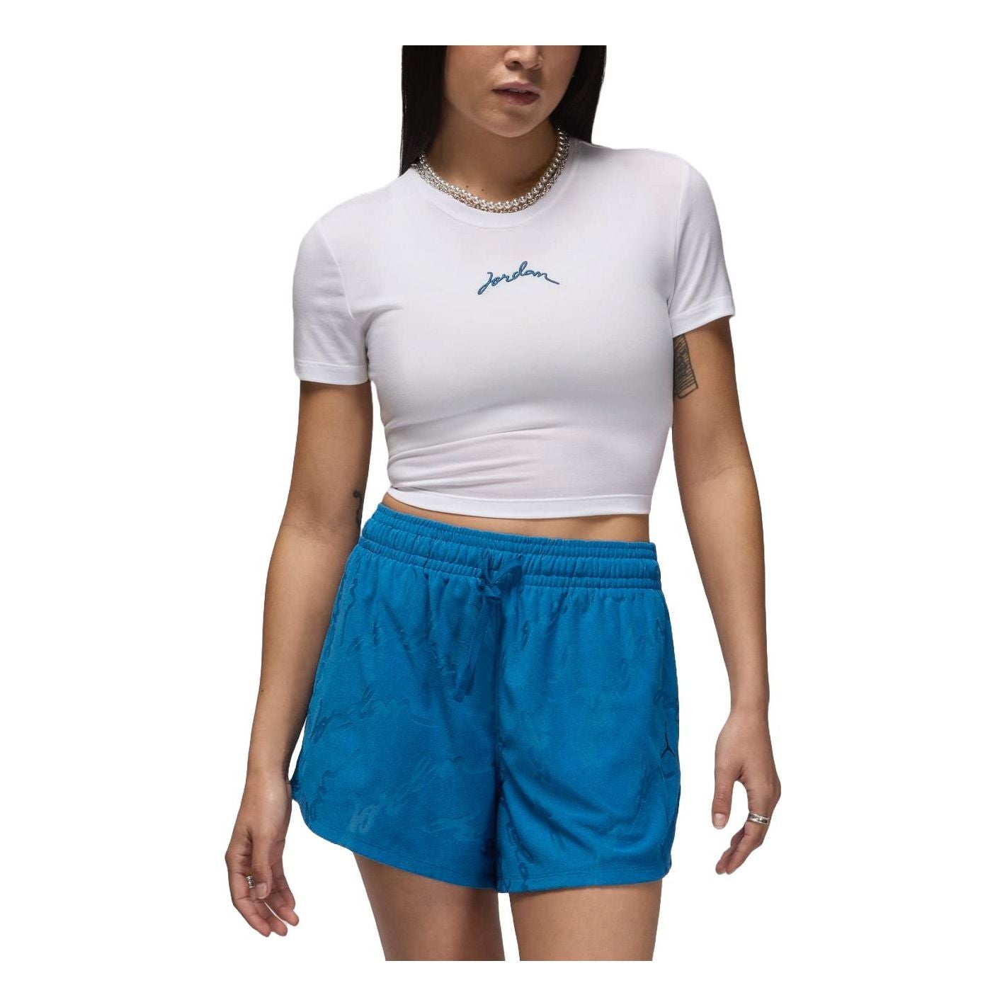 Съкратен топ Jordan Slim Fit Graphic Crop T-Shirt Бяло | FN5721-100, 0