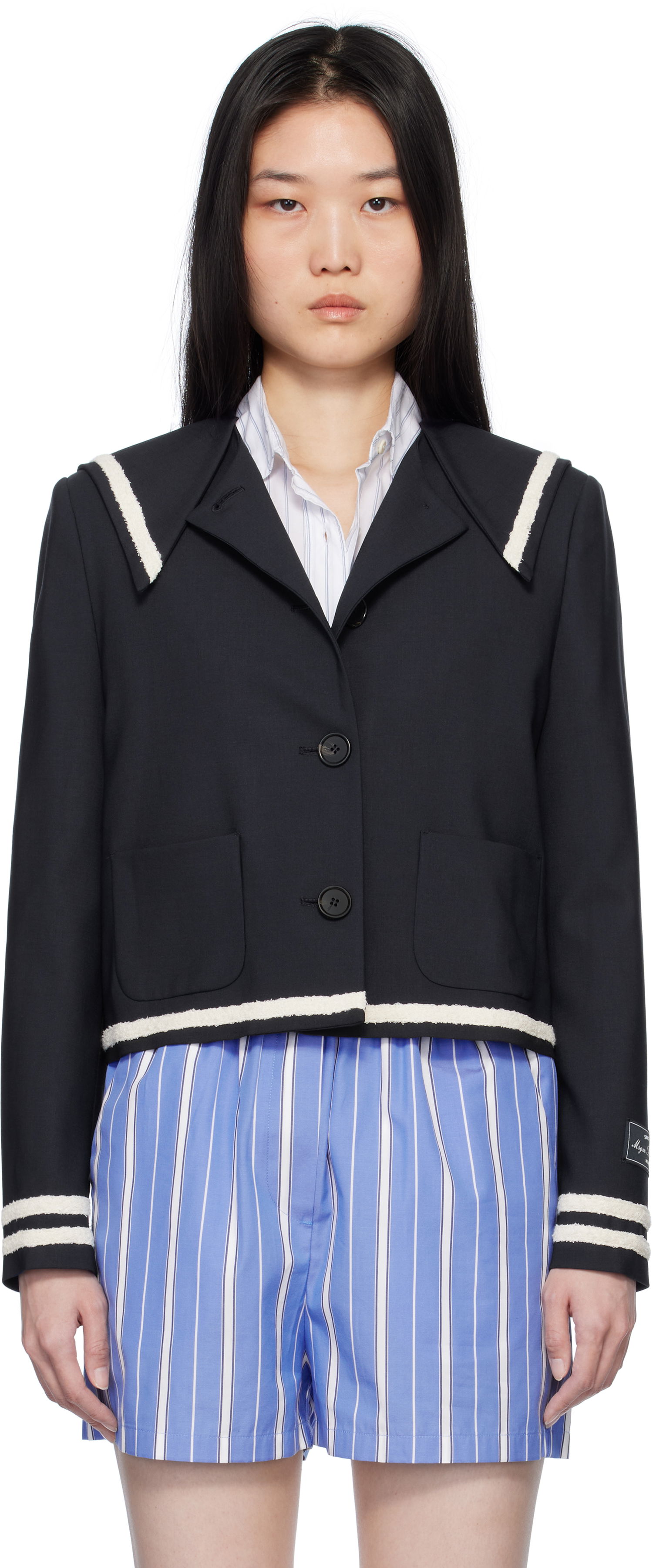 Яке MSGM MSGM Sailor Collar Cropped Jacket Тъмно синьо | 3841MDG02 257127, 0